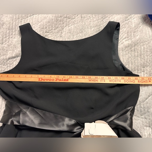 TALBOTS Satin Sash Black Dress with White Flower - Fully Lined Plus Sz 20 NWT - Picture 14 of 16